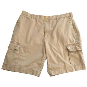 Vintage Nautica Clipper Cargo Shorts Relaxed Fit Beige Cotton Twill Size 38 x 10